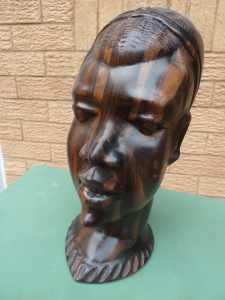 African Wood Carved Male Bust