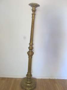 Woooden candelabra gold paint approx 1.5 metres high Old