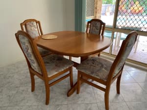 Solid Timber Extendable Oval Dining Table and Chairs