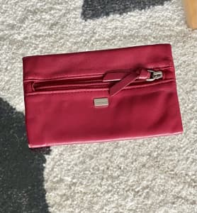 Oroton Small Red Leather Purse with Zip Closure