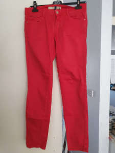 ZARA jeans, womens red, fitted jeans