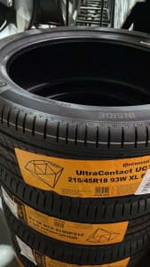Continental 215/45R18 93W XL UltraContact UC7 Tyres $189ea fitted