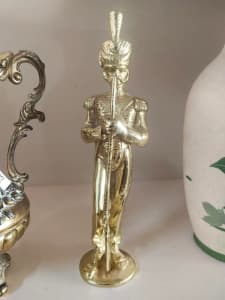 Nice heavy vintage solid brass soldier statue 30cm tall about 2Kg