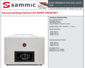 Sammic Vacuum packing machine SU-520GP 230/50-60/1