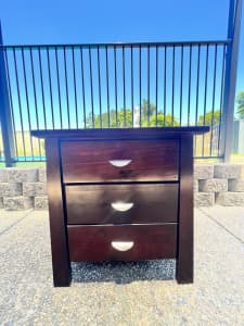 Excellent solid wood bedside table with 3 drawers metal runners