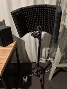 Adjustable Microphone Stand with Isolation Shield
