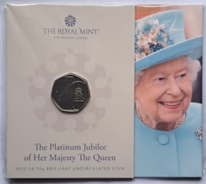 Platinum Jubilee of Her Majesty The Queen 2022 UK 50p Brilliant UNC