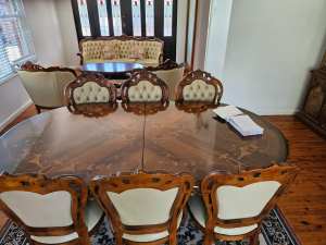 Dining table and chairs plus coffee table