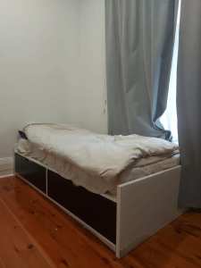 Ikea single bed with drawers and mattress
