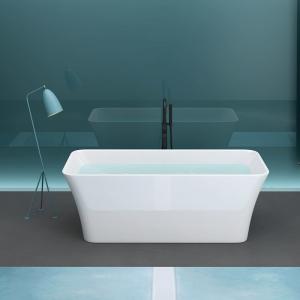 1500x750x580mm Square Curve Shape Freestanding Gloss White Bathtub