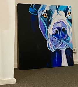 Abstract blue dog - paint on canvas