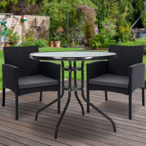 Gardeon Outdoor Bistro Chairs Patio Furniture Dining Chair Wicker Gard