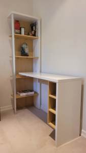 Free combination book shelf/low cabinet/desk set $90 pick up