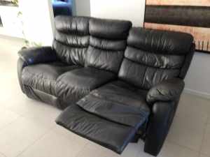 Leather lounge with 2 recliner chairs, in good condition $250 negotiab