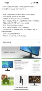 Brand new Acer BR247Y 60cm LCD monitor