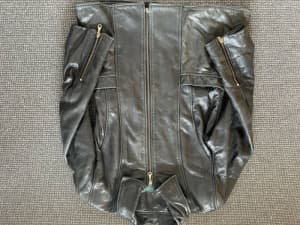 Womens Size 12 100% Black Leather Jacket