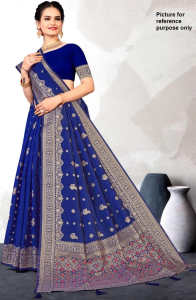 Indian Cotton Silk Saree YNF 121 (Navy Blue)