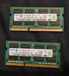 SAMSUNG 2x 4GB  DDR3-1600 PC3-12800 1.5V DR X8 204-PIN SODIMM RAM Bankstown Bankstown Area Preview