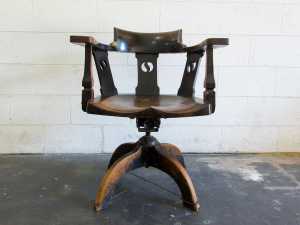 Vintage Timber CAPTAINS CHAIR Office / Armchair - tilts and swivels