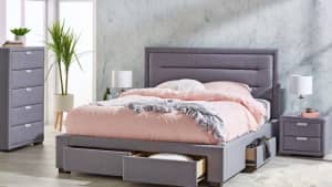 BRAND NEW King size bed with matching bedside tables