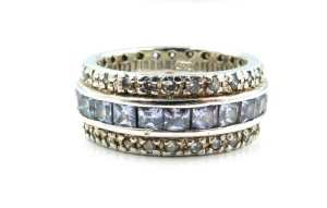 Silver Unisex Ring With Stone Size R - 000300259681