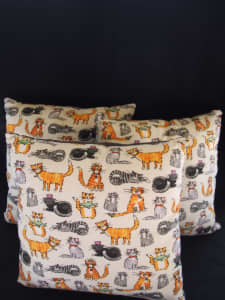 Handmade Cat Pattern Cushion Pillow (1 Left)
