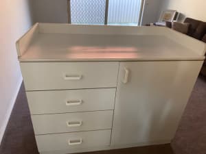 White change table and storage cupboard 