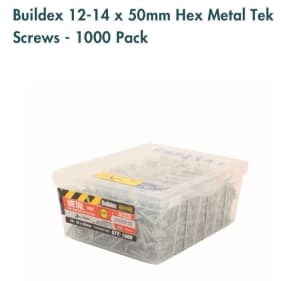 Box of 1000 metal tek screws 12g x 50mm