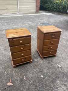 2 x Pine bedside drawers