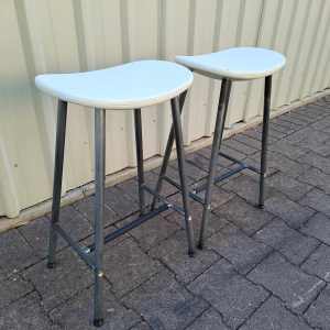 2x Ikea Plastic & Steal Frame Chair Stools (Pair)