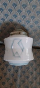 Vintage light shade milk glass blue motif