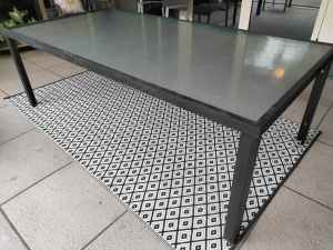 Outdoor glass top table 