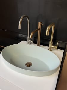 Brushed brass gold square neck swivel kitchen mixer tap
