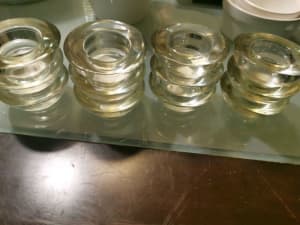 Tea light candle glass holders. Thick glass.