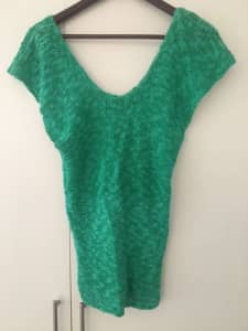 hand knitted green summer top