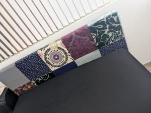 ONE OF A KIND Boho upholstered (by me!) Queen bed