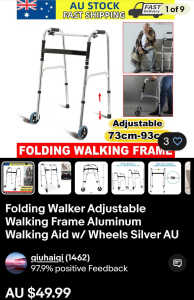Folding walker frame
