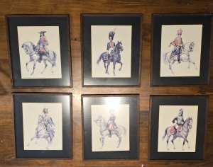 Awesome set of 6 horse and rider illustrations