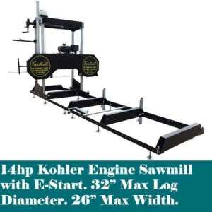 32 inch Portable Wood Sawmill 14hp Kohler with E-Start BM11126