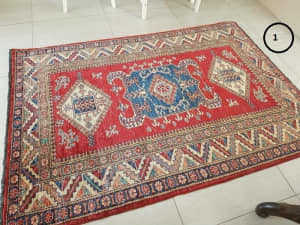 Kazak design hand-knotted 100% wool rug 183X126cms