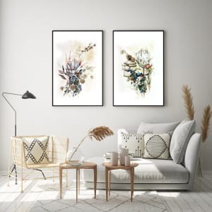 60cmx90cm Berries And Protea 2 Sets Black Frame Canvas Wall Art...