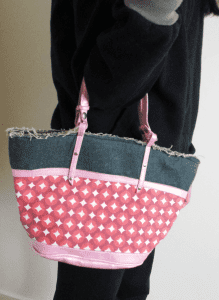 Denim Handbag with Pink Detailing