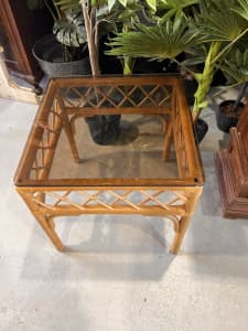 Garry Masters cane with tinted glass top coffee/side table $80