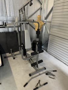 Home gym three exercise station.