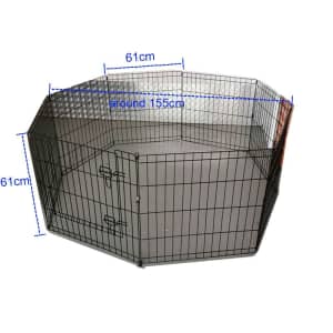 Dog Playpen Pet Rabbit Exercise Play Enclosure Fence 61x61cm 8 panels