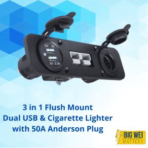 3 In 1 Flush Mount Dual USB Charger 12v Socket Anderson Plug 12/24v