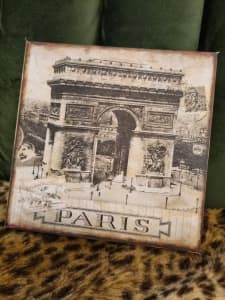Paris French canvas wall panel plaque

