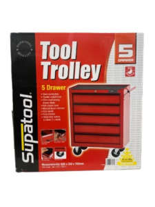 Supatool 5 Drawer Lockable Tool Trolley Red