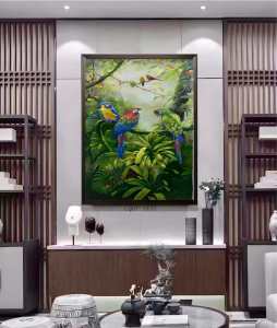 The parrots- hand painted oil painting with frame