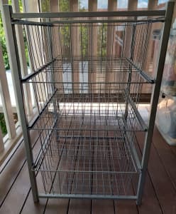 1 Unit of 4 Wire Basket Drawers, Ready Assembled, Lightweight and Stur